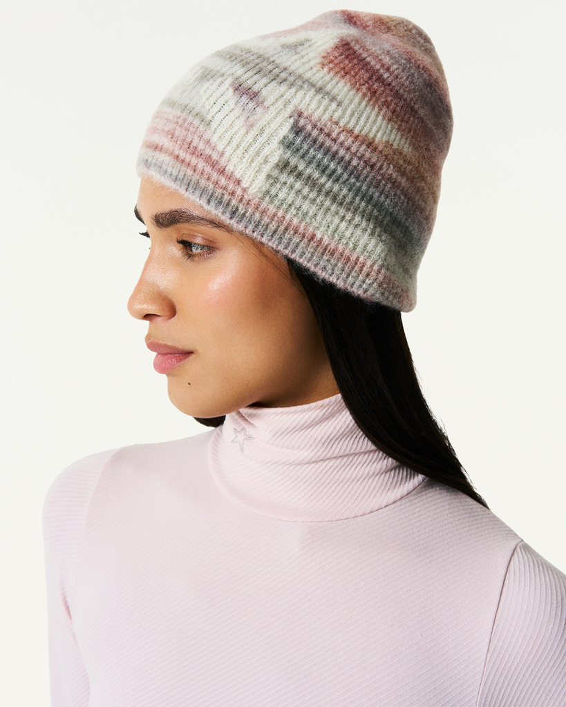 Wool Blend Pastel Striped Beanie