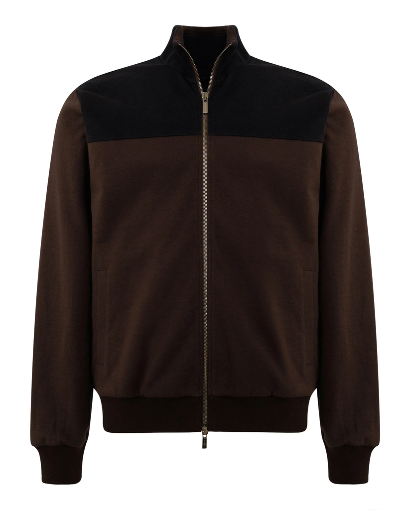 Zipped Bicoloured Cardigan