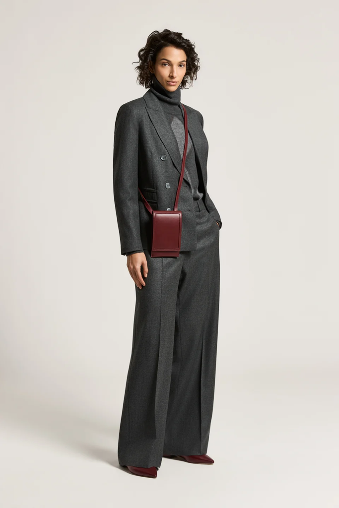 Palazzo Trousers in Flannel and Lurex Wool