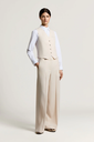 Palazzo Trousers in Wool Gabardine