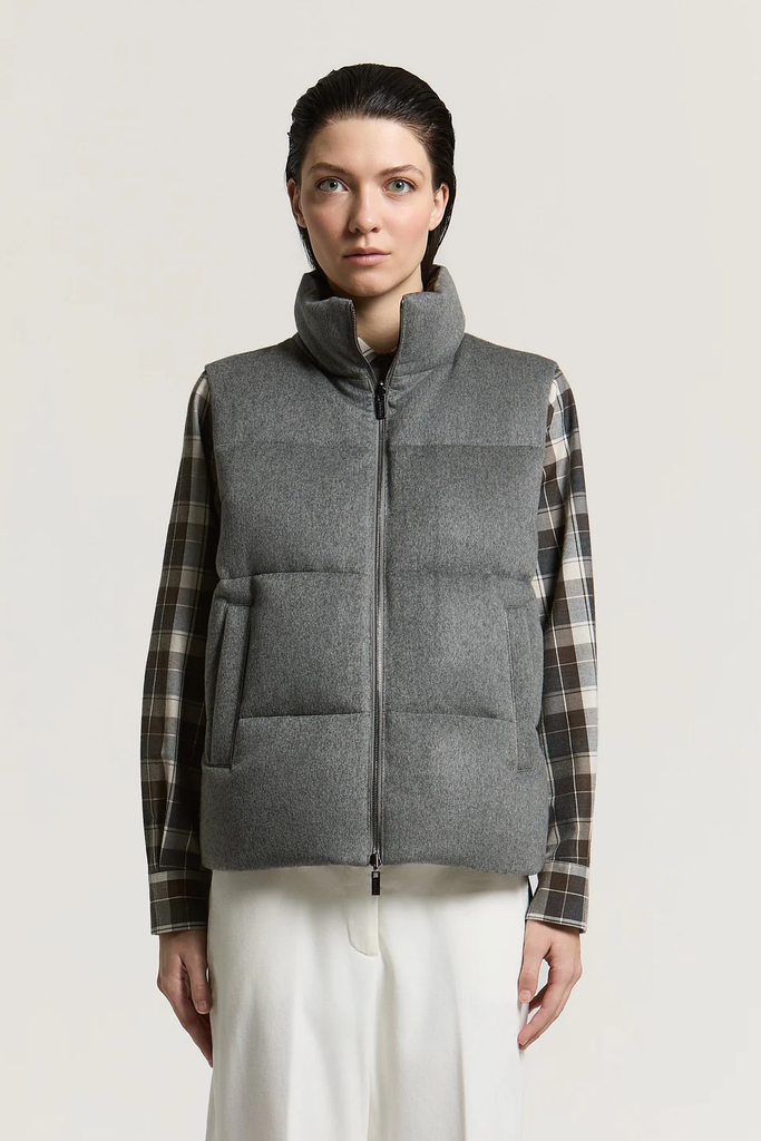 Reversible Vest in Wool, Cashmere and Taffeta