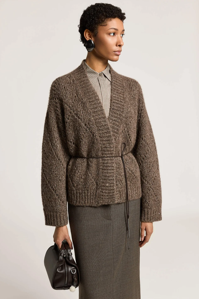 Cardigan in Alpaca Yarn, Wool and Cotton