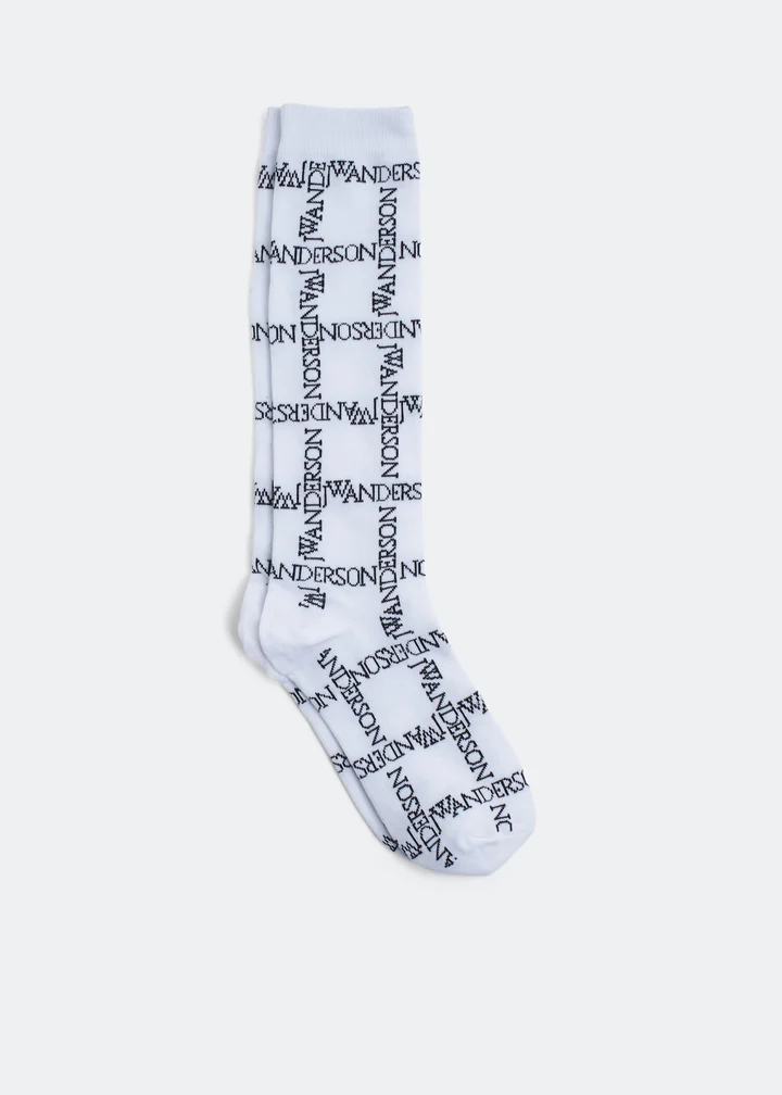 Logo Grid-Print Socks