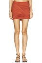 Draped Mini Swim Skirt In Rust