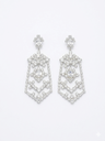Crystal Geometric Earrings In Silver