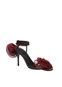 Wrap Around Double Flower Sandals In Burgundy
