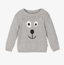 Boys Grey Cotton Knit Bear Jumper