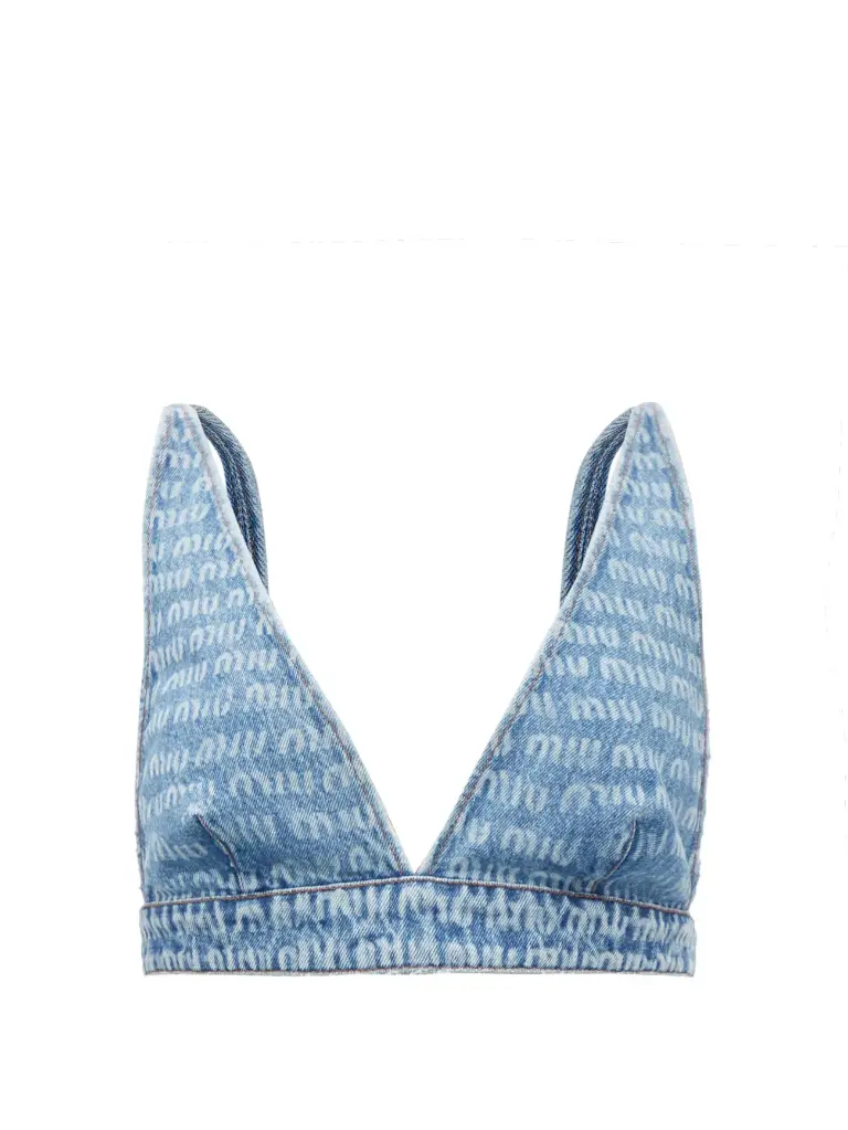 Monogram-Logo Denim Bralette