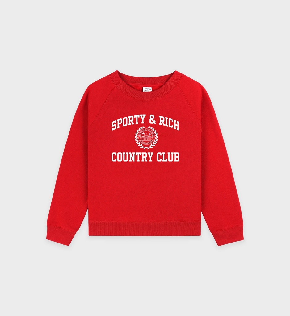Varsity Crest Kids Crewneck Ruby
