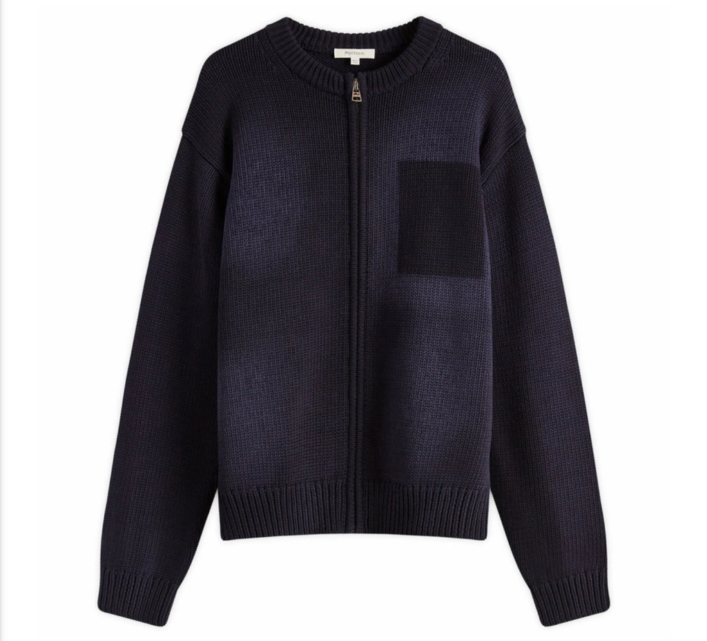 Washed Zip Front Cardigan Navy