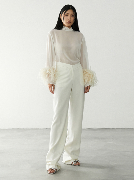 Straight Leg Tailored Trousers Tailoring Wool White