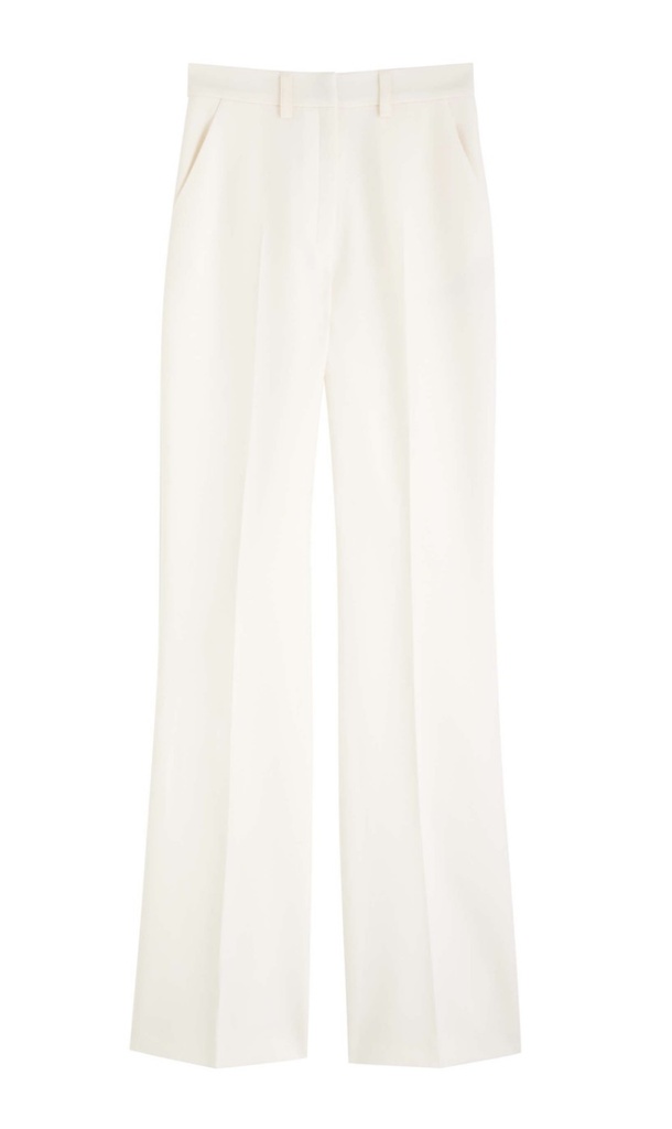High Waisted Trousers Tailoring Wool White