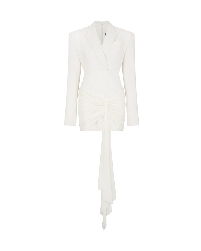Overlay Tailored Jacket Dress Wool&Mesh Off White