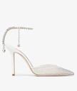 Saeda 100 White Mesh Crystal Pumps