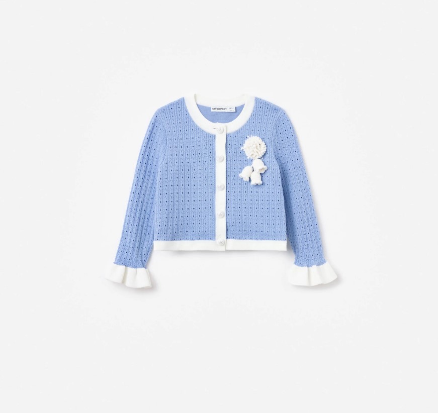 Blue Pointelle Cardigan