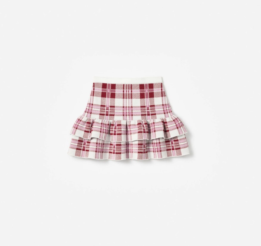 Burgundy Check Knit Skirt