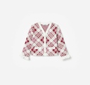 Burgundy Check Cardigan
