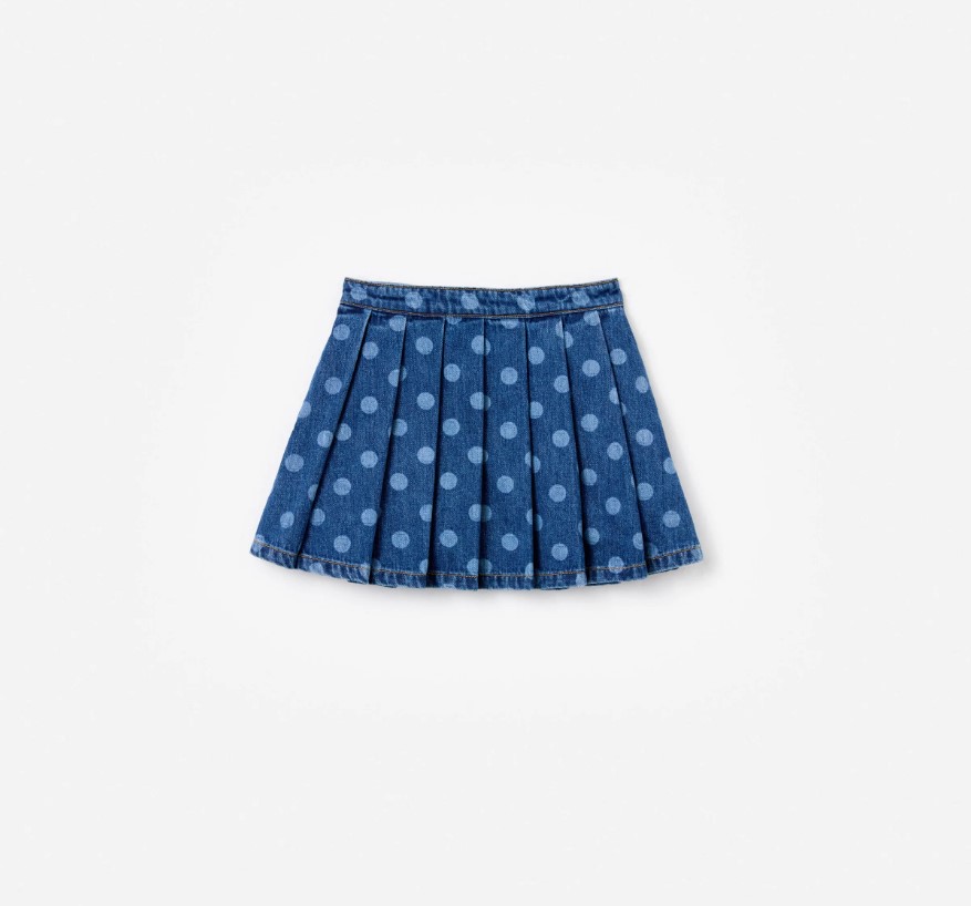 Polka Dot Denim Skirt