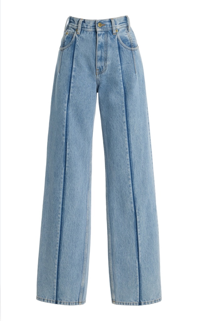 Lu Straight Leg Pleat Effect Fitted Denim Light Blue