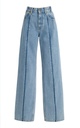 Lu Straight Leg Pleat Effect Fitted Denim Light Blue