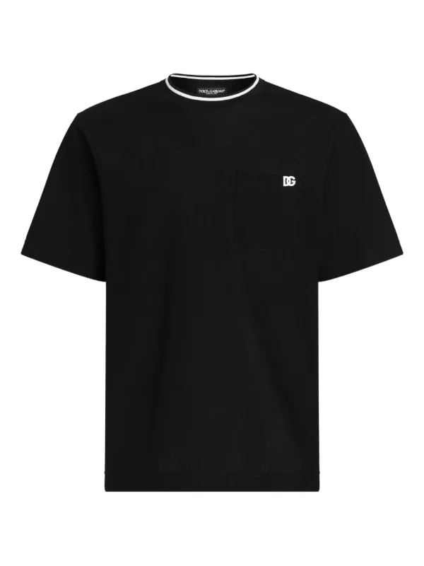 Cotton Black Pique T-shirt