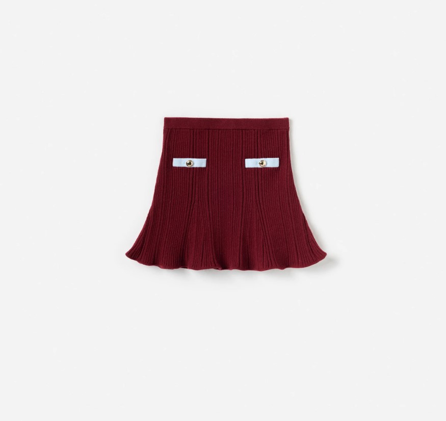 Burgundy Ribbed Knit Skirt