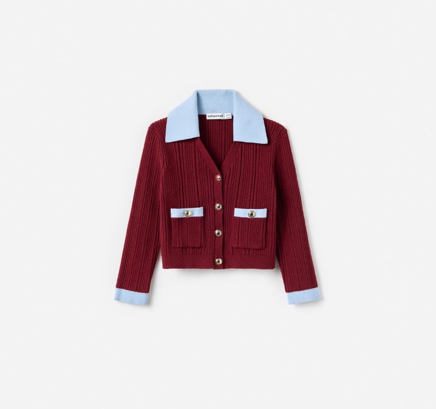 Burgundy Ribbed Knit Cardigan