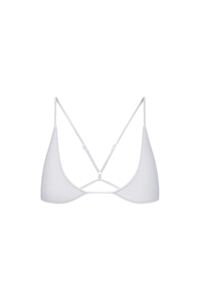 Universo Bralette In White Seersucker 