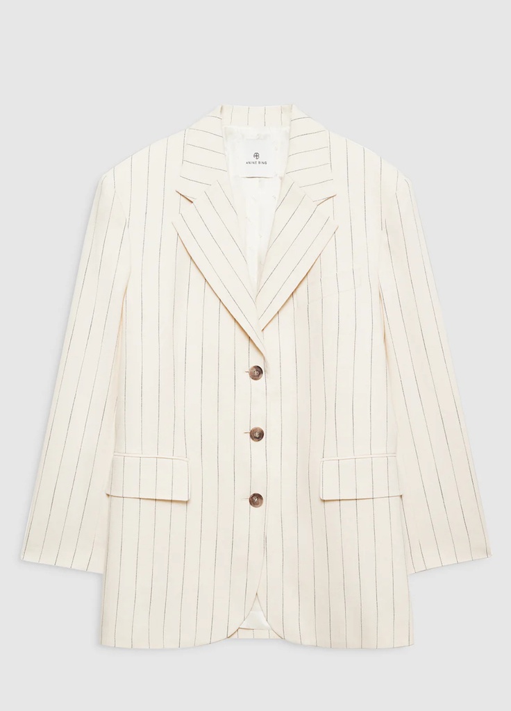 Sara Blazer -Cream And Black Stripe 