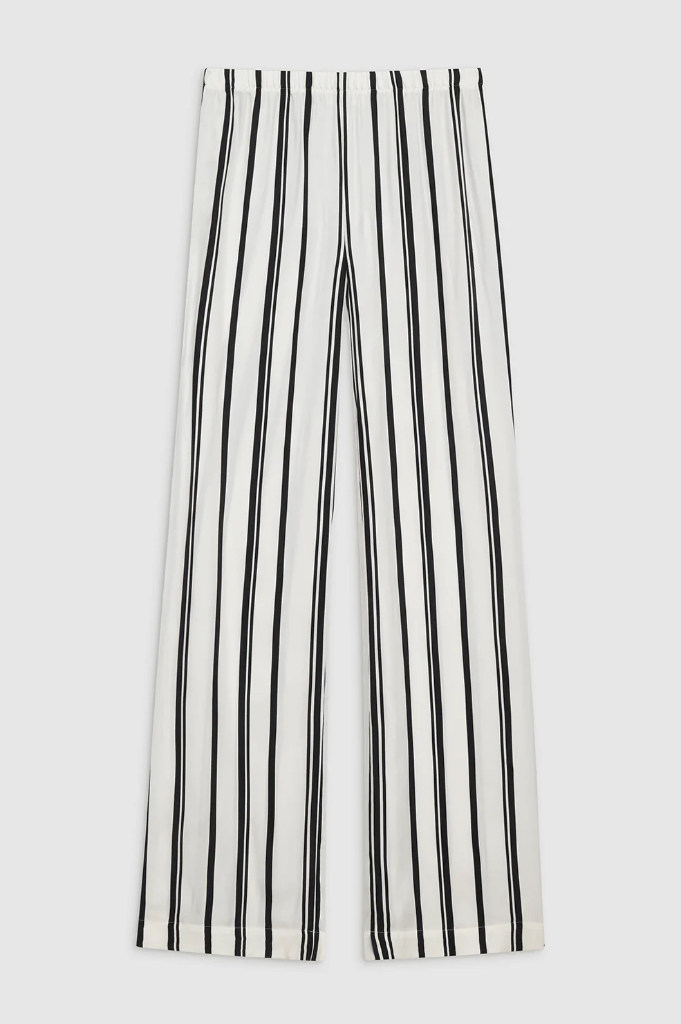 Elain Pant - Ivory And Black Monogram Stripe