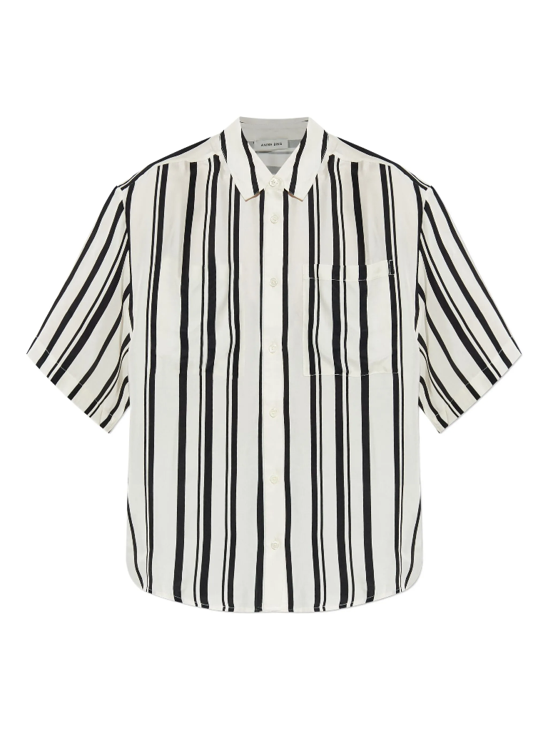 Coco Shirt - Ivory and Black Monogram Stripe 