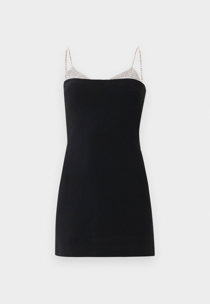 Triangle Crystal Embr & Strap Detail Mini Dress