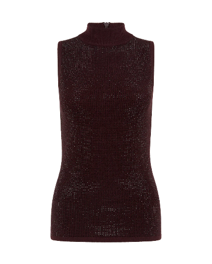 Rhinestone Embroidered Cashmere Blend Top