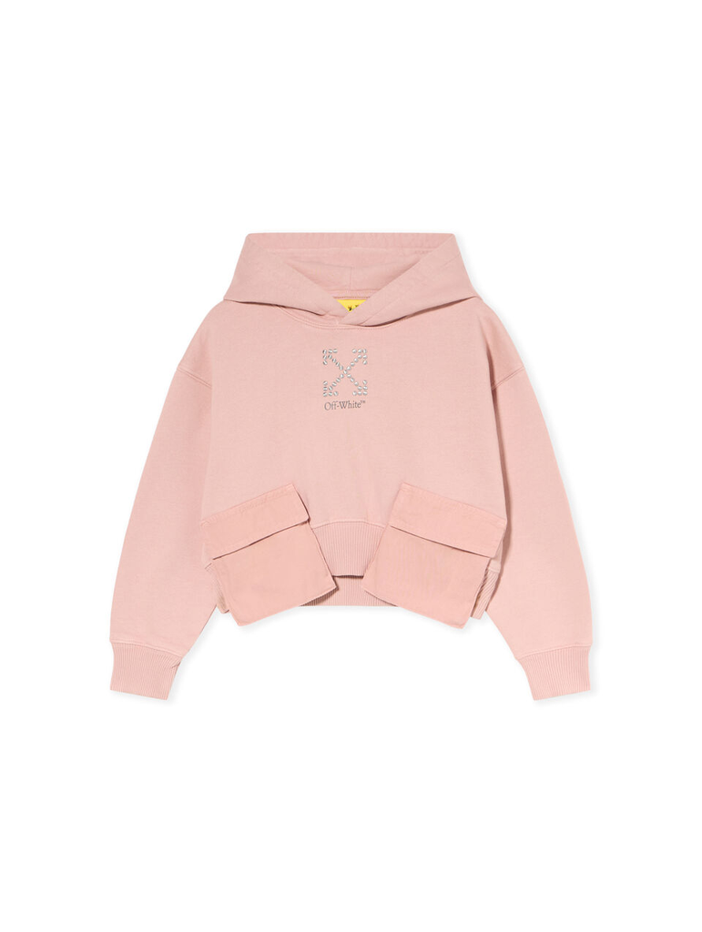 ARROW STUDS CARGO CROP HOODIE ROSE PINK
