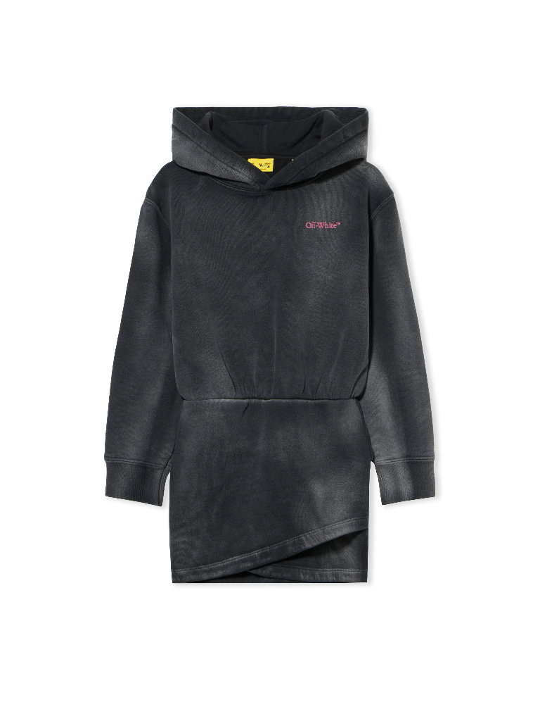 BOOKISH ACID HOODIE DRESS DARK GREY - FU