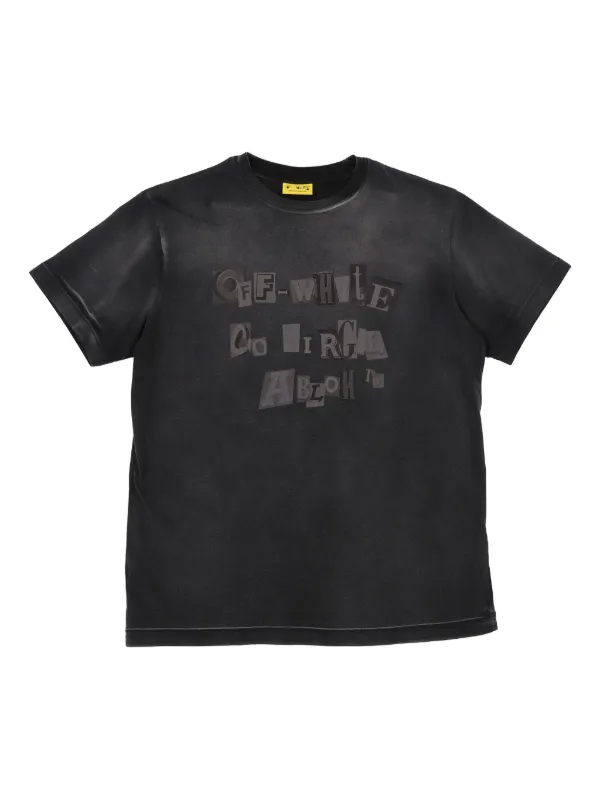 Letters Collage Tee S/S Dark Grey - Whit