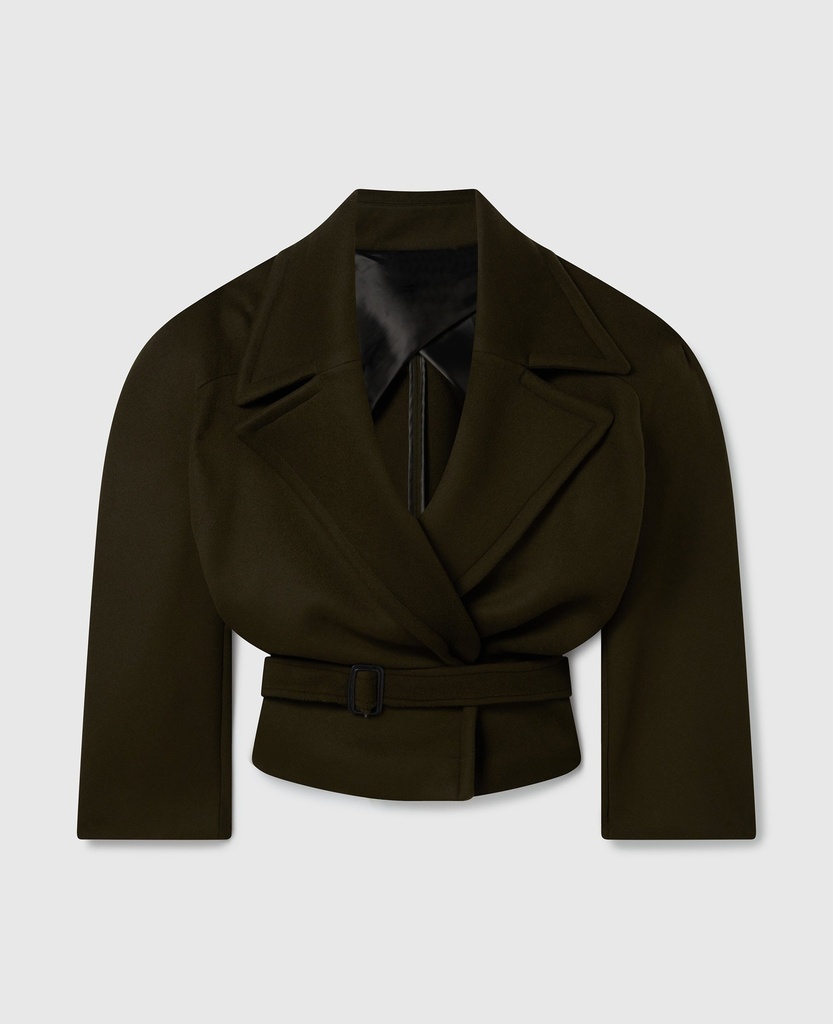 BRUSHED WOOL SHORT COAT