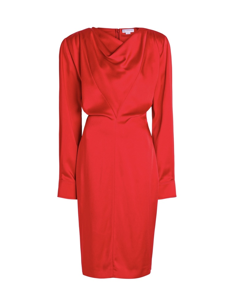 SATIN LS MIDI DRESS