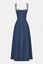 Ladies Dress Denim Blue Corset Midi Dress