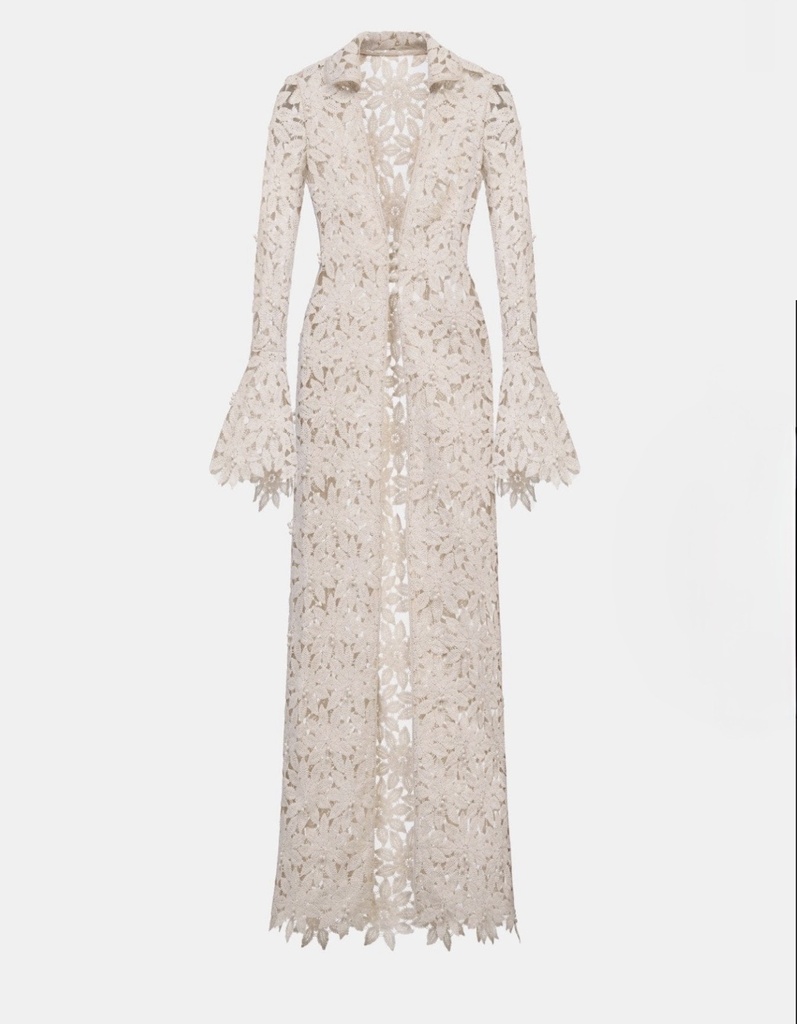 Ladies Coat Beige Floral Lace Coat