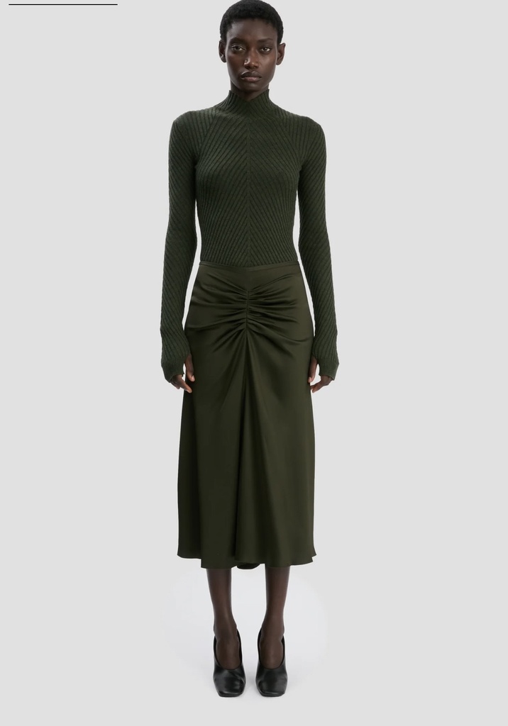 Gather Waist Midi Skirt