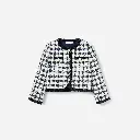 Navy Check Boucle Jacket 