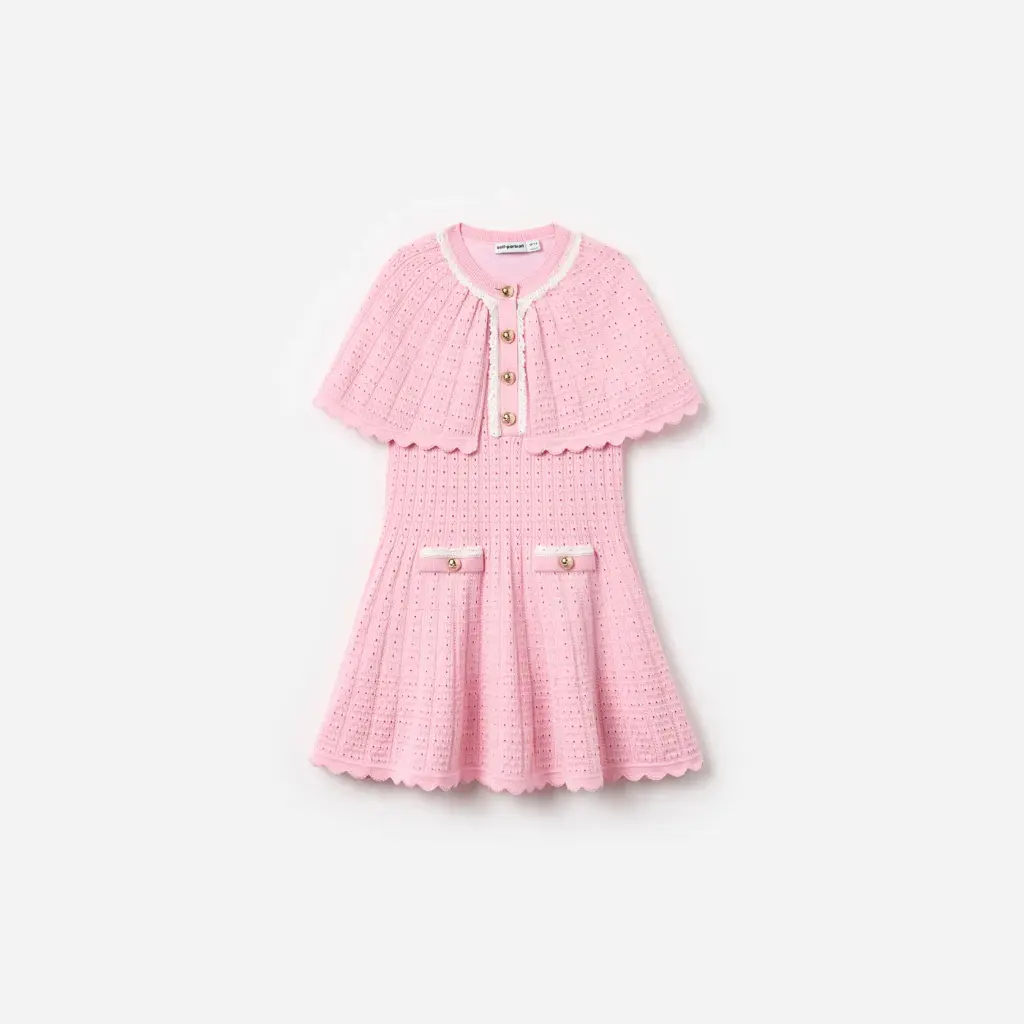 Pink Knitted Cape Dress