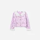 Pink Pointelle Ribbed Knit Cardigan