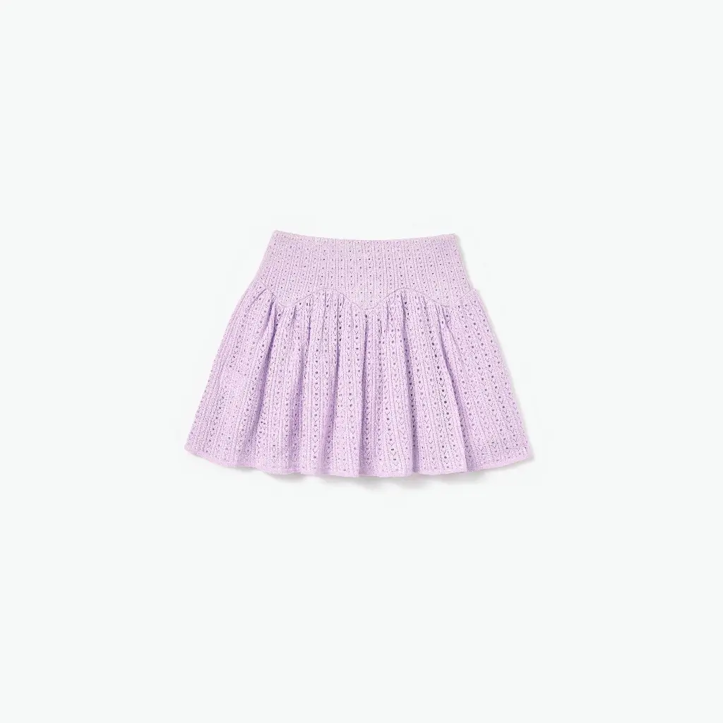 Pink Pointelle Ribbed Knit Skirt