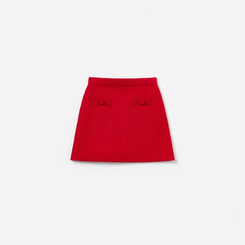 Red Flower Trim Skirt