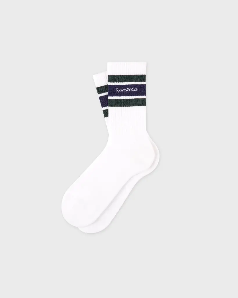 Serif Logo Socks White and Green