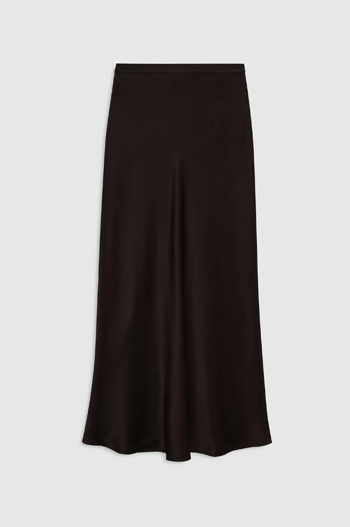 BAR SILK SKIRT - DEEP BROWN