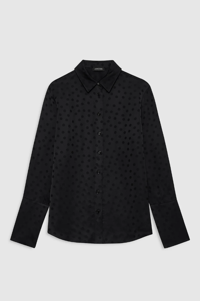 AMANDA SHIRT - BLACK DOT JACQUARD