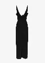 Crepe high leg maxi dress in black